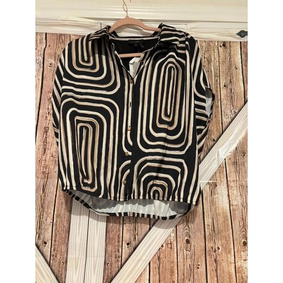 Donna Karan Tops - Womens Donna‎ Karen black and brown short sleeve top sz#268